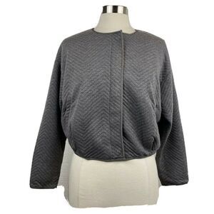 Line Dot Jacket S Womens New Gray Full Zip Long Sleeve Crop Textured Lined